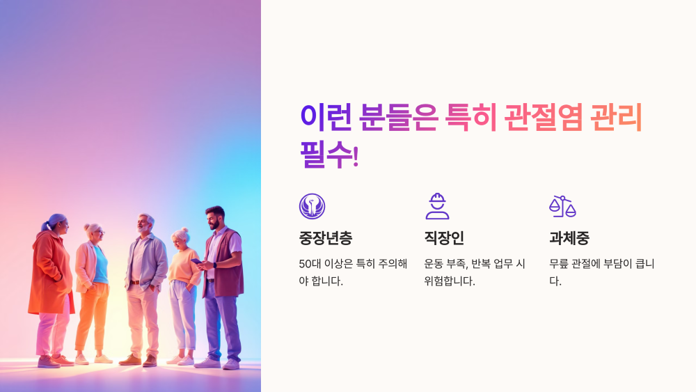 2. 이런 사람이 퇴행성 관절염 관리를 꼭 해야 한다