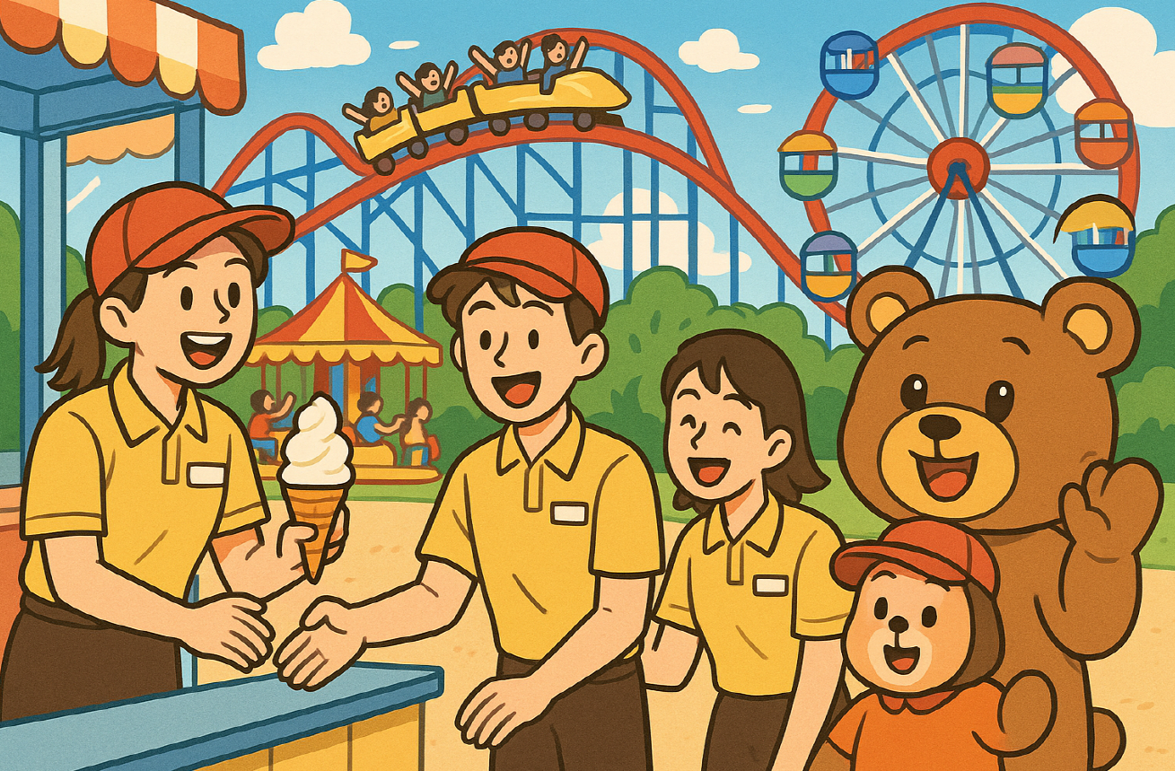 테마파크 알바하는 사진