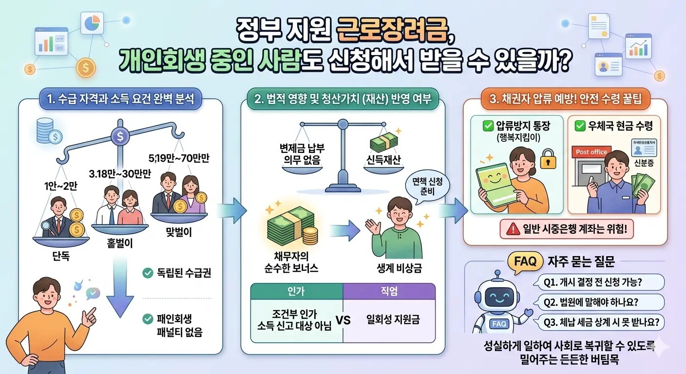 정부 지원 근로 장려금 개인회생 중에 받을 수 있나