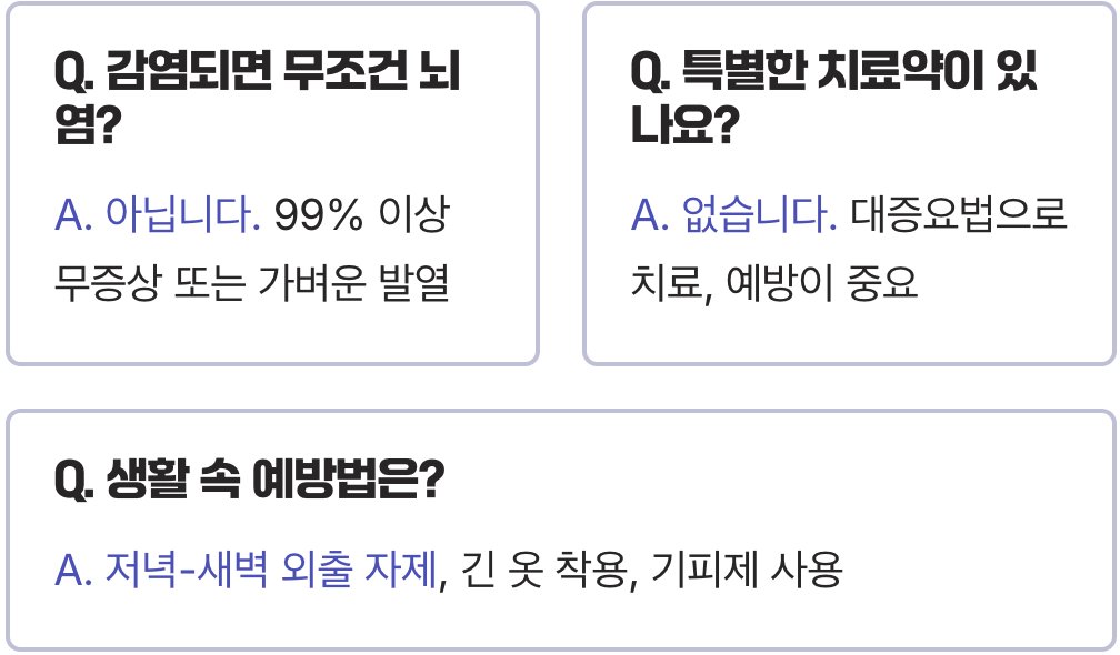일본뇌염 잠복기와 발병 시기, 감염 후 며칠 만에 나타나는 주요 증상