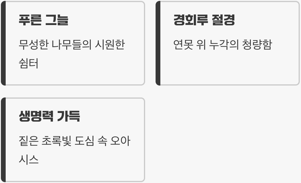 여름, 생명력 넘치는 푸른 쉼터