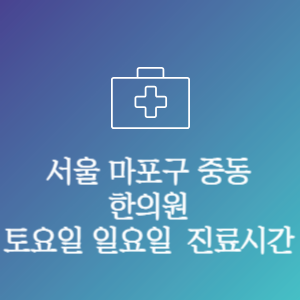 서울 마포구 중동 한의원 주말 토요일 일요일 문여는 병원 진료시간