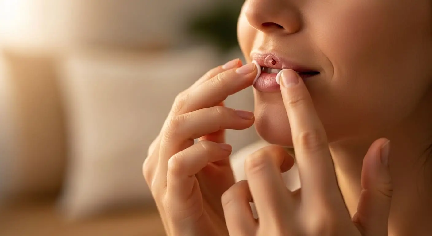 입술-수포에-진정-효과가-있는-연고를-부드럽게-바르는-모습