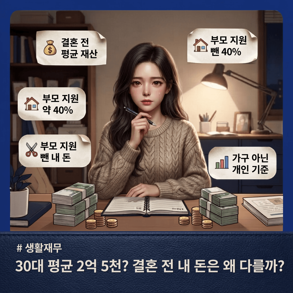 결혼 전 평균 재산에서 부모 지원 제외한 본인 자산 기준