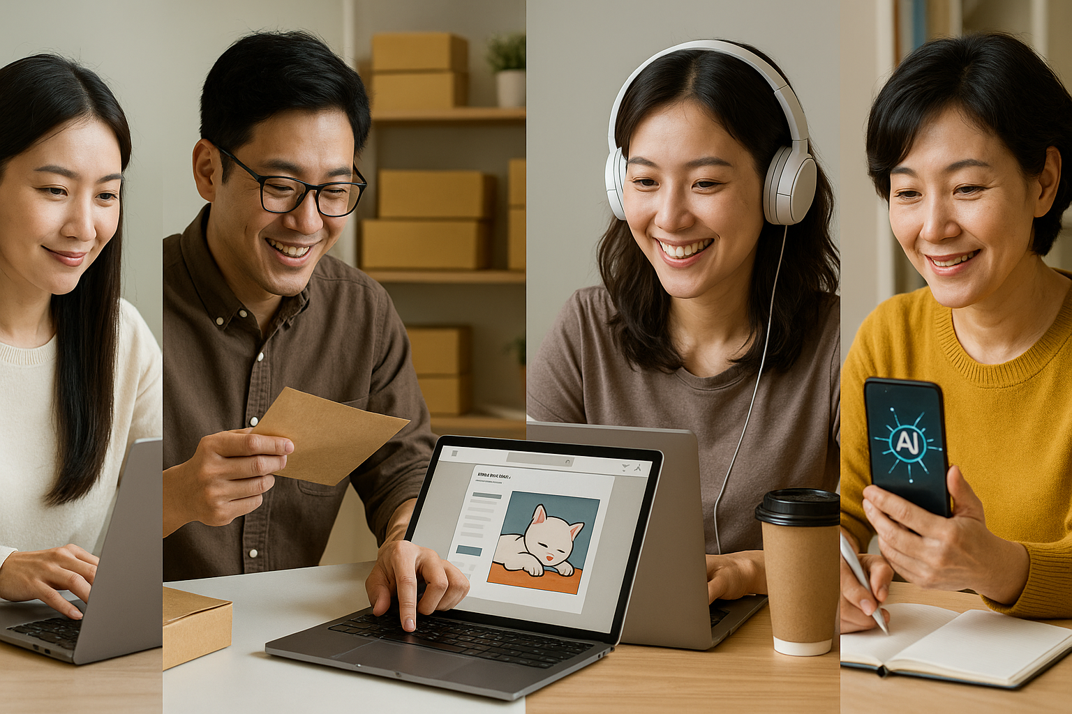 AI 기술을 활용해 다양한 부업을 하는 사람들