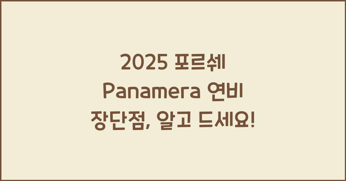 2025 포르쉐 Panamera 연비 장단점