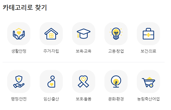 카테고리로 숨은 정부지원금 찾기