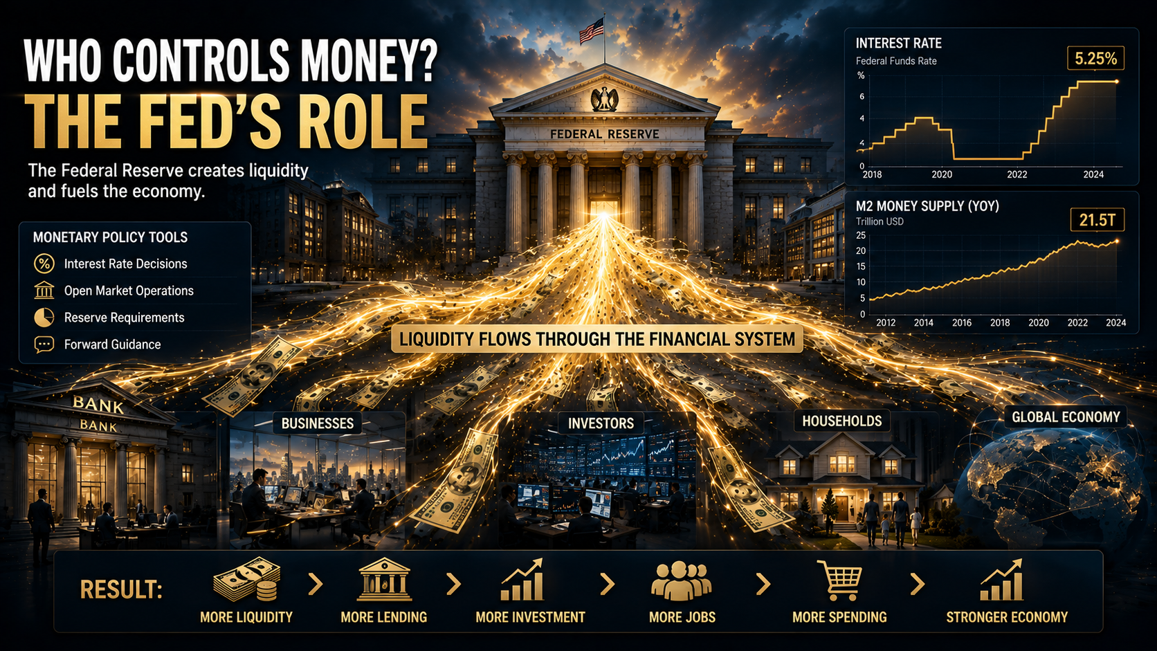 How the Federal Reserve creates liquidity through monetary policy and interest rates