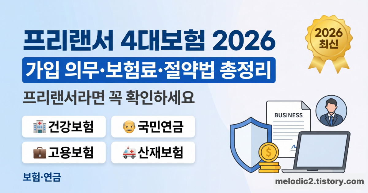 프리랜서 4대보험 가입 의무 보험료 절약법 2026 총정리 안내