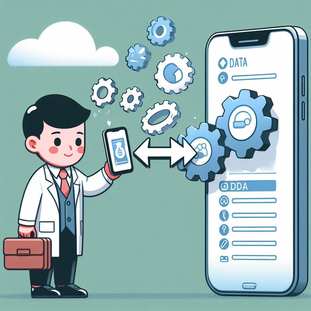 다른 휴대폰으로 데이터를 옮기는 과정을 보는 사람. 만화적인 이미지. By Bing Image Creator