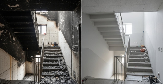 화재청소 후 복구중