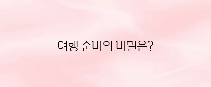 해외 여행 준비물 체크리스트 꿀팁!