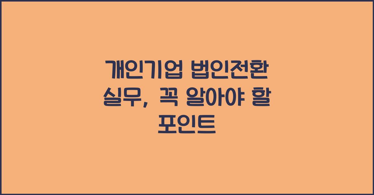 개인기업 법인전환 실무