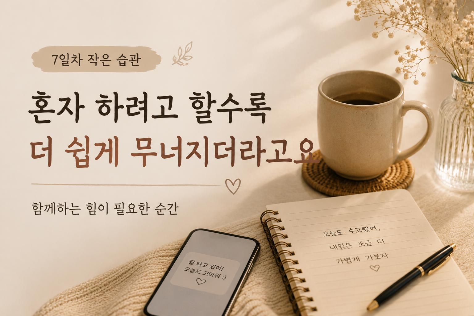 혼자 하려고 할수록 더 쉽게 무너지더라고요