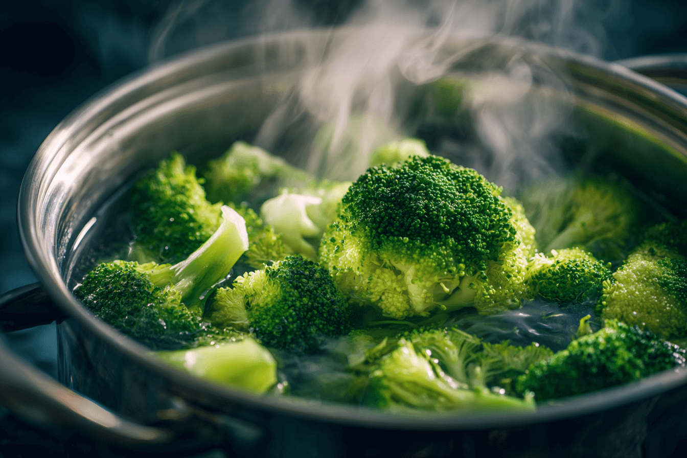 냄비에서-데치고-있는-브로콜리-사진