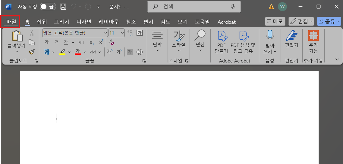 워드(Word)-겹쳐쓰기문제-해제설정
