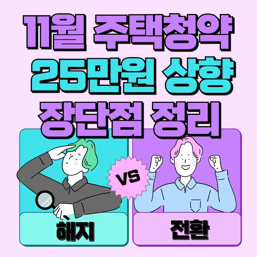 11월 주택청약 25만원 상향 해지 전환
