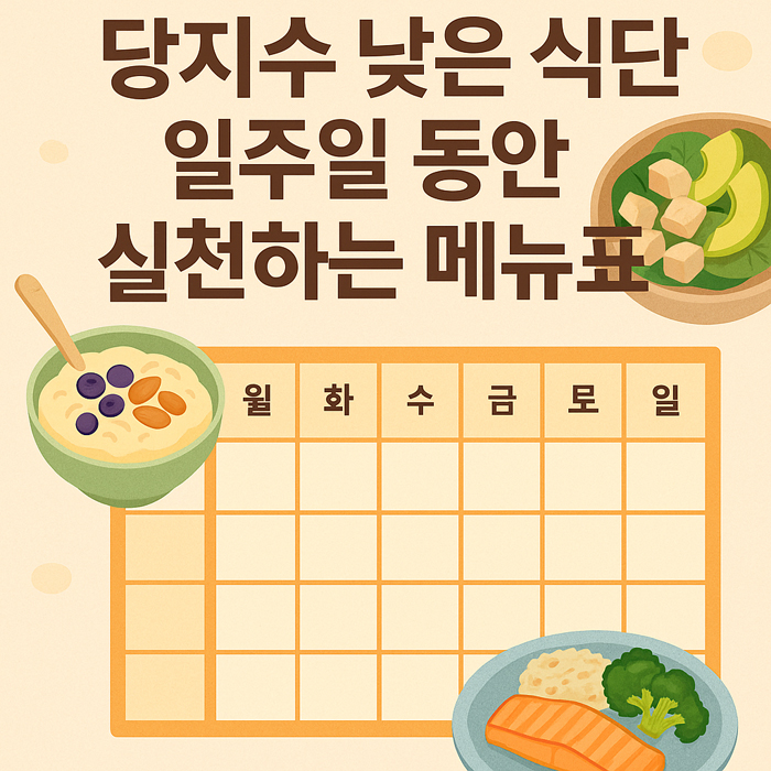 당지수 낮은 식단을 일주일 동안 실천하는 메뉴표