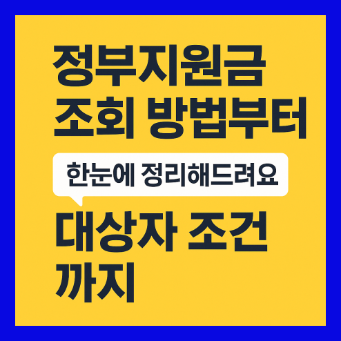 정부지원금 조회 방법, 종류, 대상자 조건 기준 정리