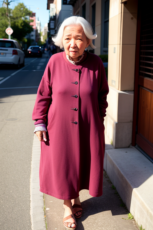 Stable Diffusion - an old woman on street