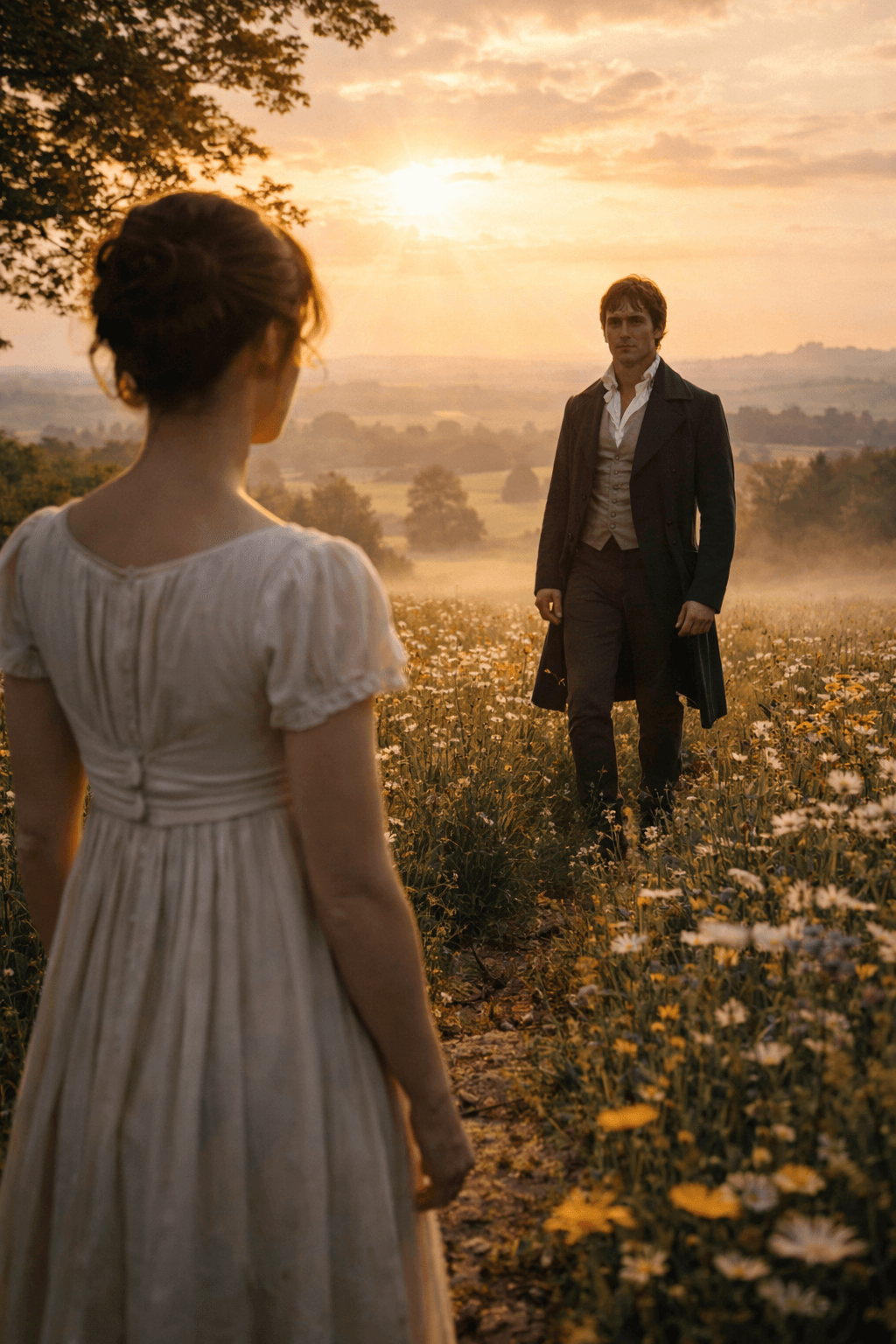 19세기 영국 시골을 배경으로 한 풍경을 통해 우아하고 감성적인 분위기를 떠올리게 하는 AI이미지