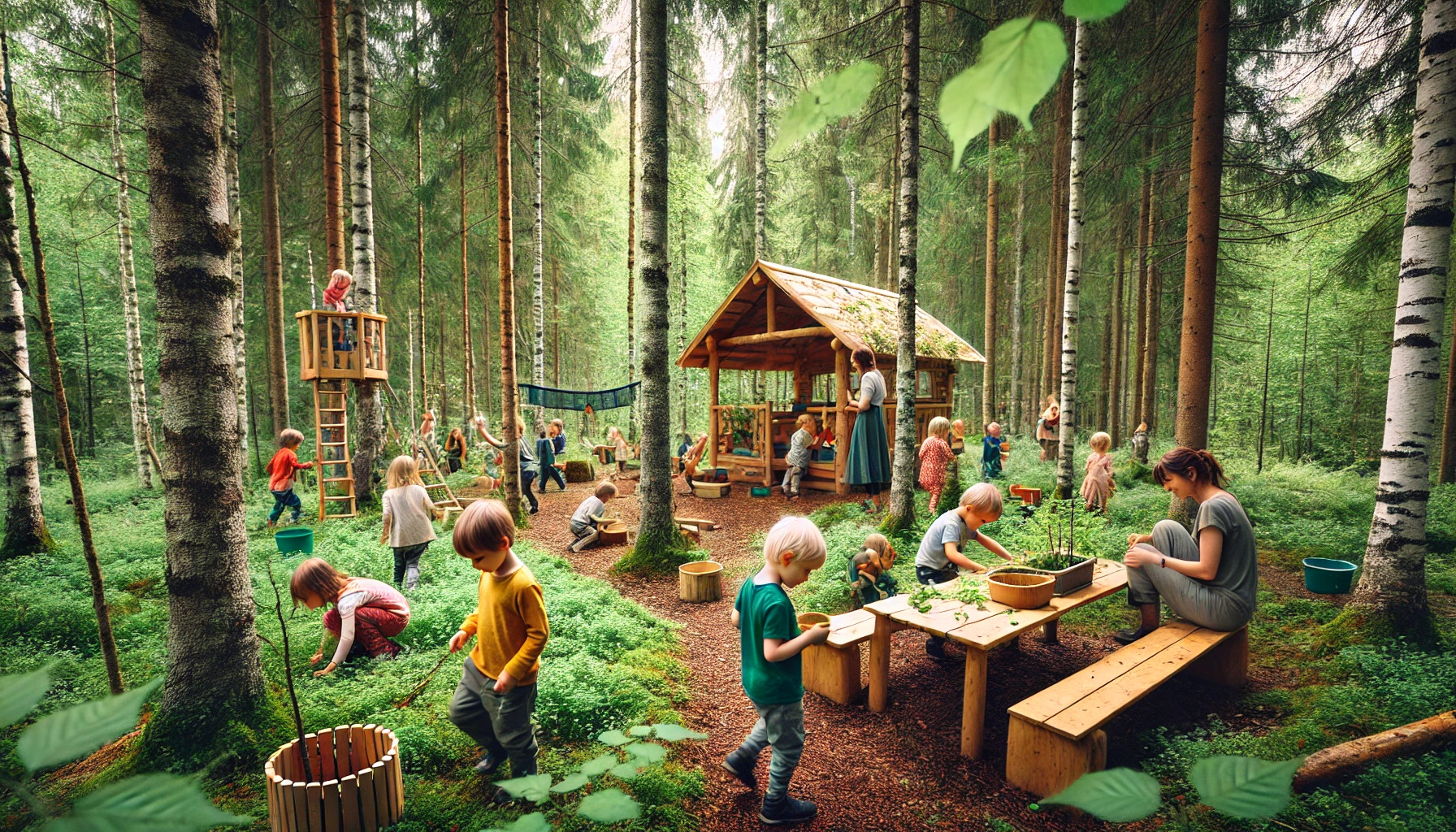 핀란드 숲 유치원 - 아이들이 푸른 숲 속에서 자연을 체험하며 뛰어노는 모습