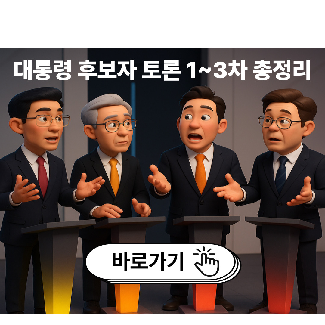 대통령 후보자 토론 1~3차 총정리 포스터