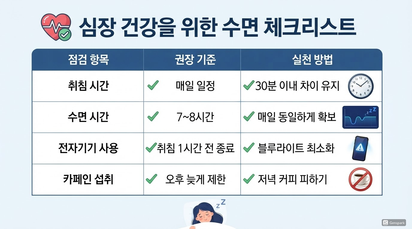 심장 건강을 위한 수면 체크리스트