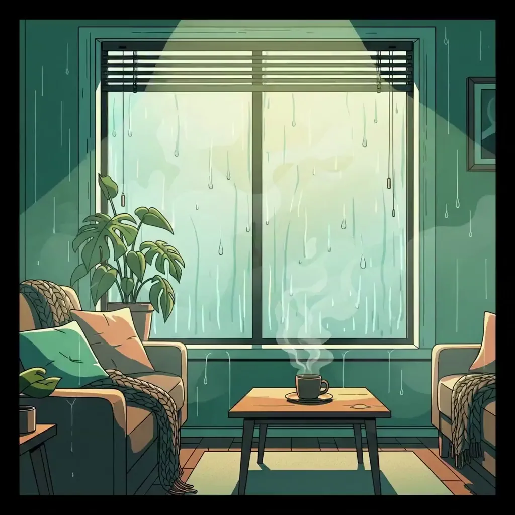 습기로 뿌연 거실 창문