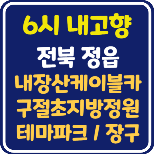6시 내고향 정읍 내장산케이블카, 정읍구절초지방정원, 테마파크, 장구 문의처 정보 안내