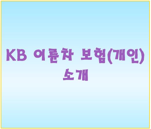 KB 이륜차 보험(개인) 소개