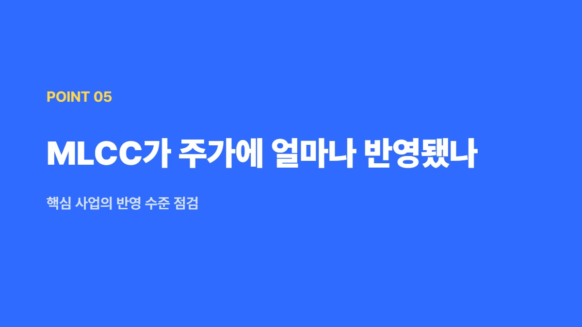 MLCC가 주가에 얼마나 반영됐나 &mdash; 핵심 사업의 반영 수준 점검