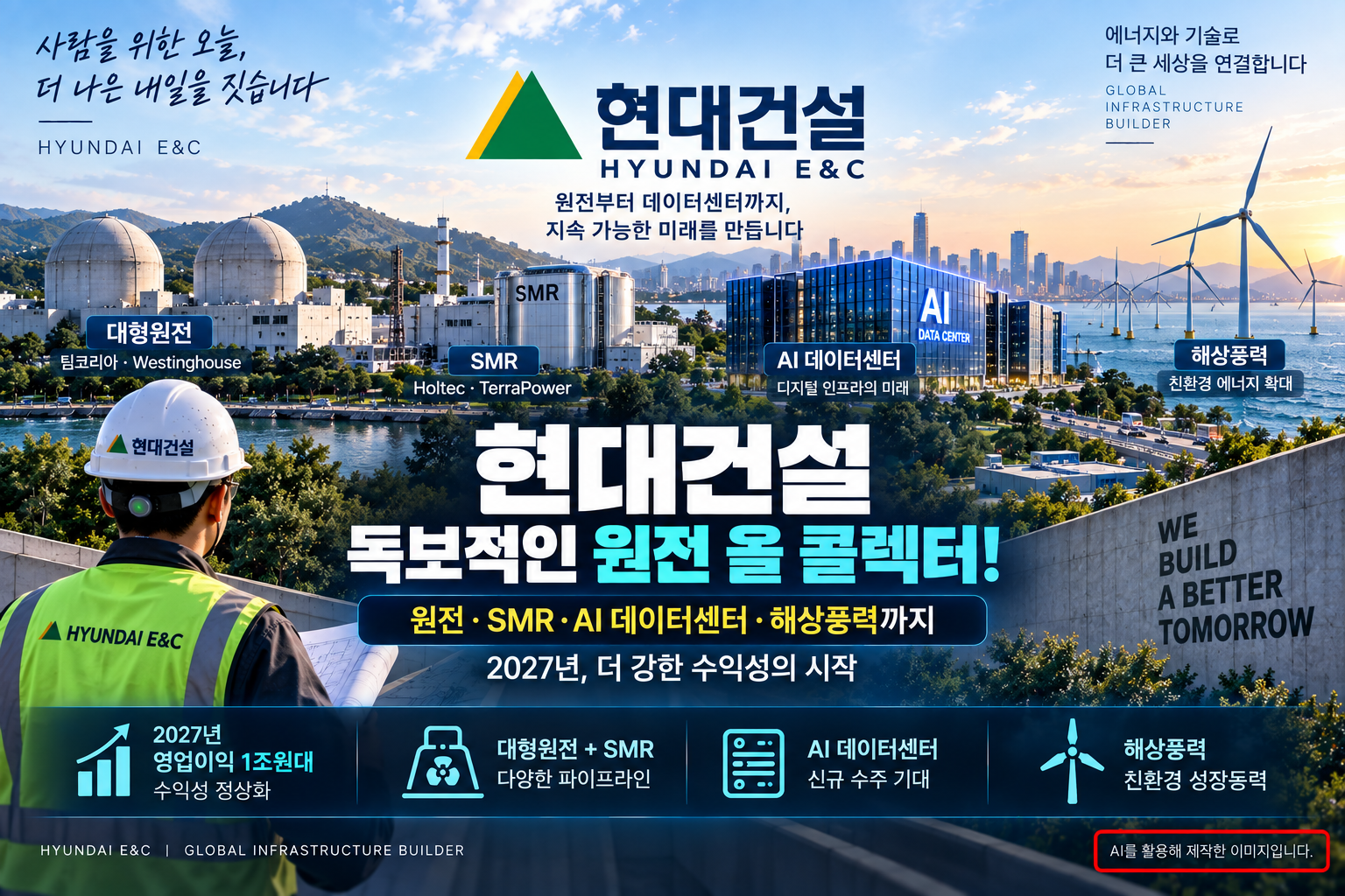 현대건설 대형원전과 SMR, AI 데이터센터, 해상풍력 수주 확대와 2027년 수익성 개선을 다룬 기업분석