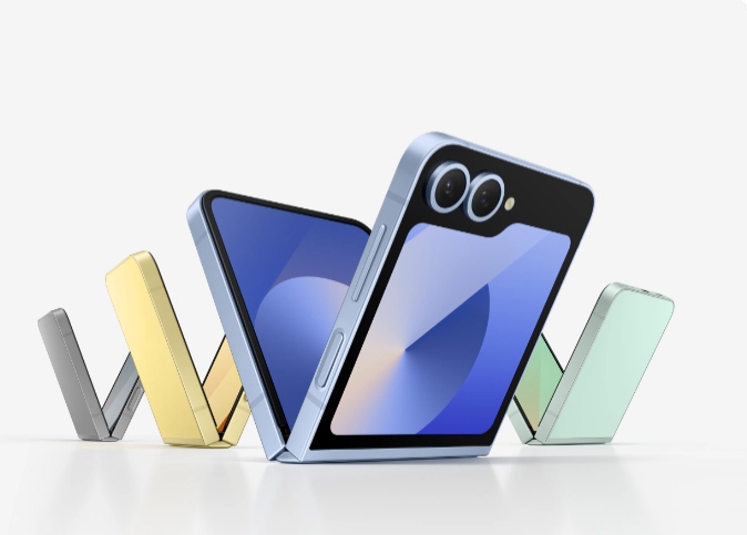 색상별로 놓여진 갤럭시 핸드폰