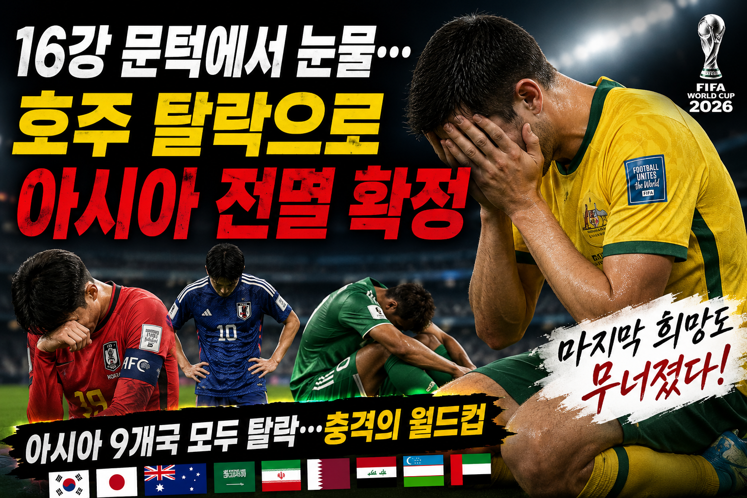 호주 탈락으로 아시아 전멸 확정