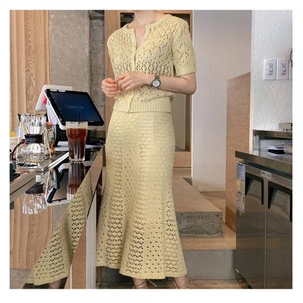 여름니트원피스 투피스 반팔니트 롱스커트세트 S84765