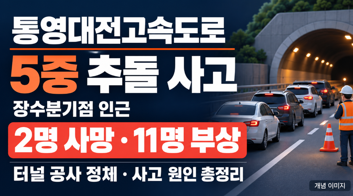 통영대전고속도로 5중 추돌 사고 총정리｜장수분기점 2명 사망&middot;11명 부상&middot;터널 공사 정체&middot;사고 원인