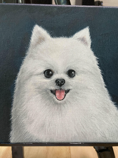 아크릴화_하얀 강아지