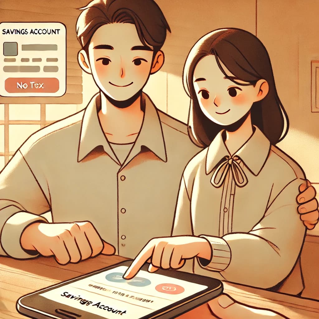 남녀 청년둘이 청년도약계좌 통장을 모바일로 개설하는 모습