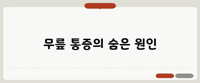 무릎 통증 원인 연골 문제 vs 관절염?