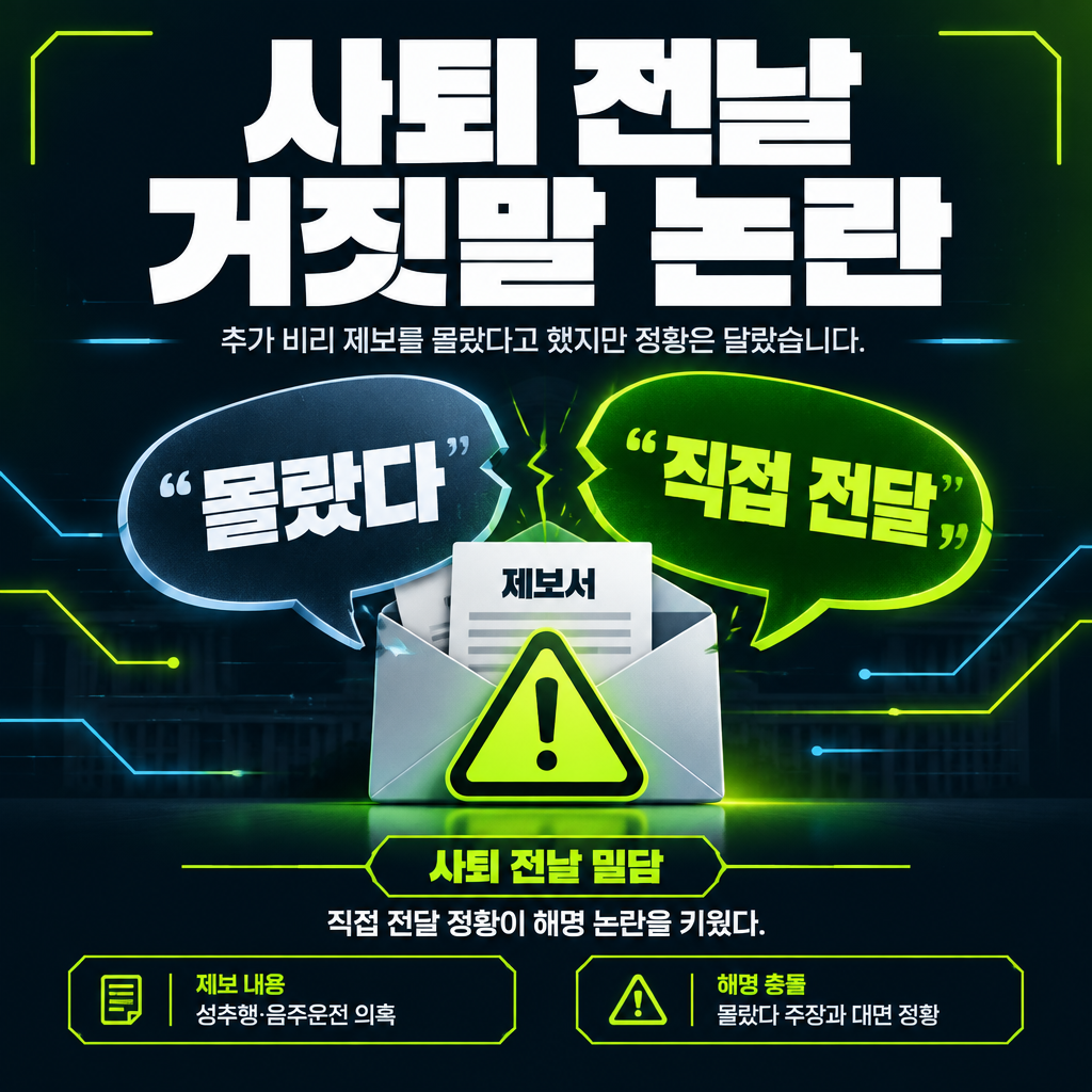 사퇴 전날 거짓말 논란