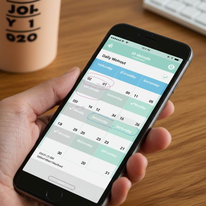 요일별 10분 운동 루틴 캘린더