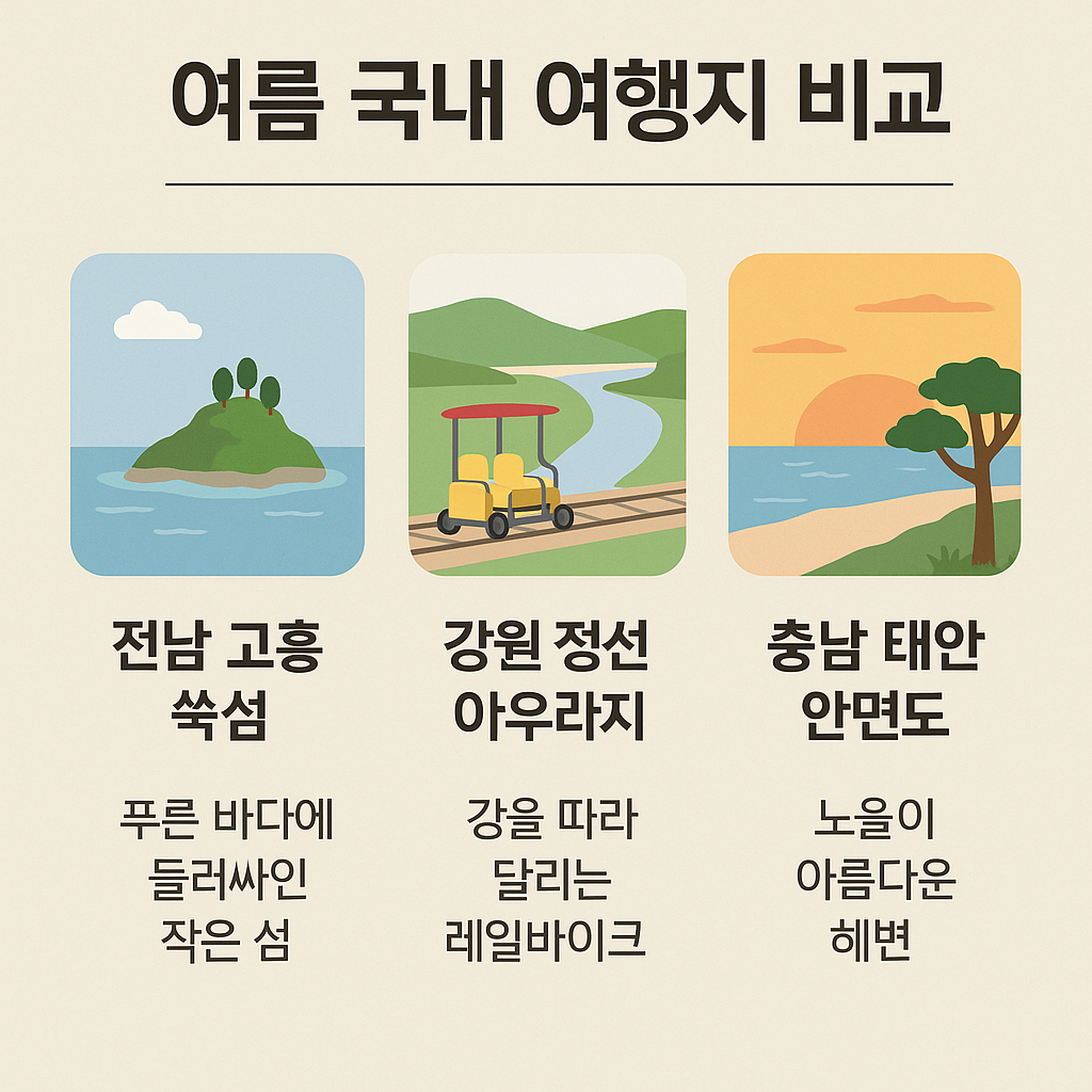 여름 국내여행지 비교