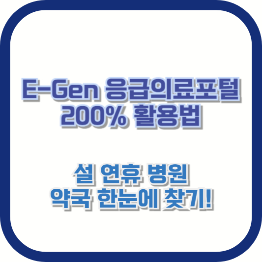 E-Gen 응급의료포털 200% 활용법 – 설 연휴 병원, 약국 한눈에 찾기!
