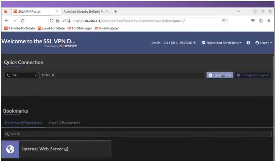 인터넷 브라우저를 통한 SSL VPN 연결 테스트