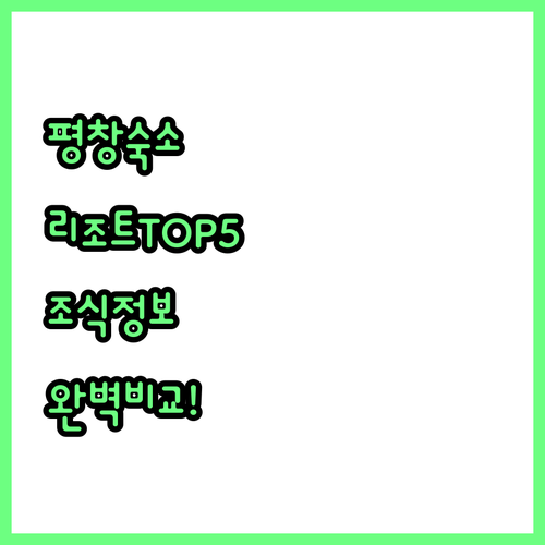 평창 숙소 추천 리조트 호텔 5곳 비..