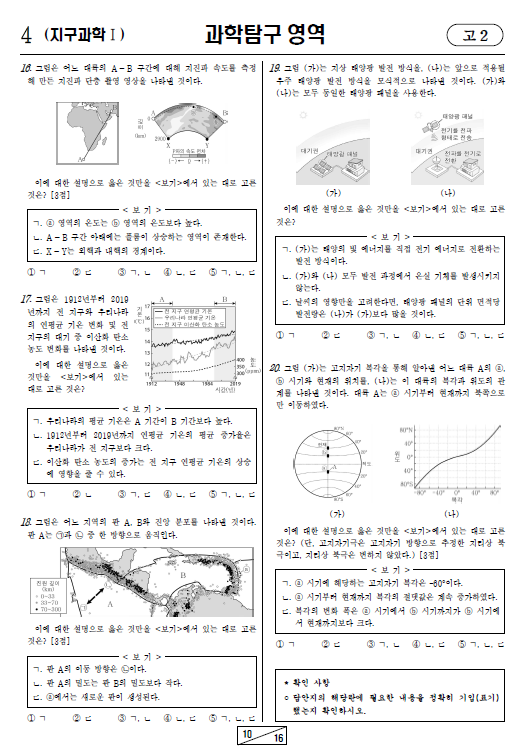 2024-3월-고2-모의고사-지구과학 1-기출문제-다운