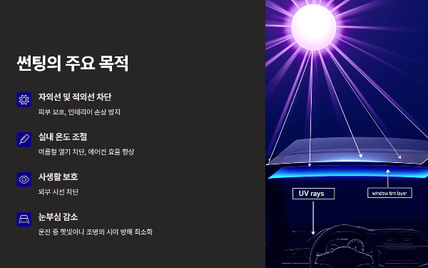 썬팅의 주요 목적