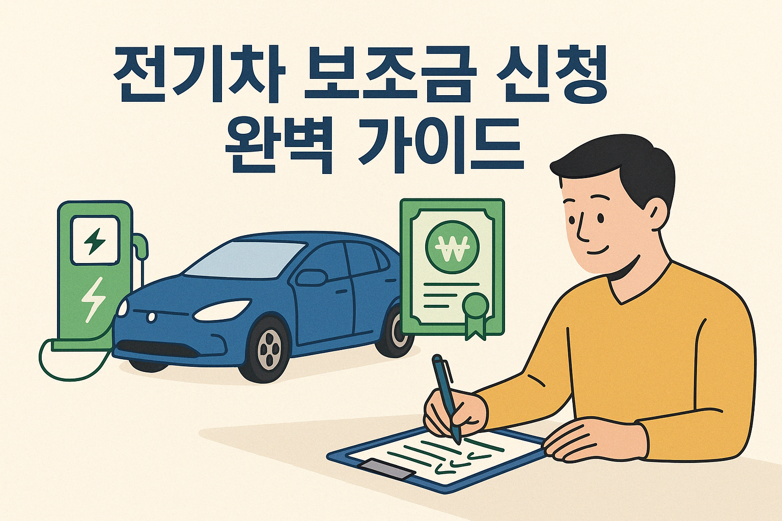 전기차 보조금을 신청하는 사람의 모습
