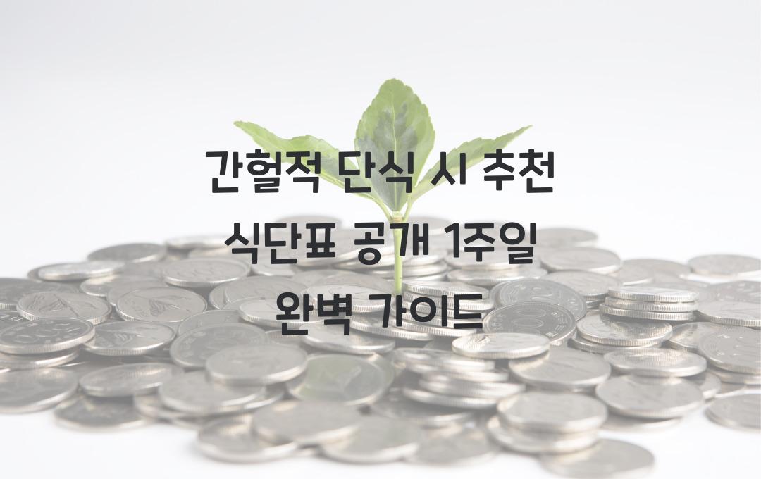 간헐적 단식 시 추천 식단표 공개
